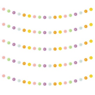 5pcs Birthday Home Beautiful Artificial Baby Shower Decor Supplies Mini Retro Daisy Themed Flower Cutout Party Banners