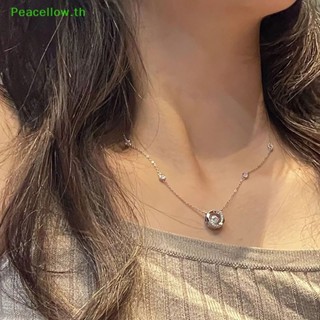 Peacellow สร้อยคอโซ่ จี้คริสตัลกลวง สีเงิน เครื่องประดับ สําหรับผู้หญิง งานแต่งงาน เพื่อความสวยงาม TH