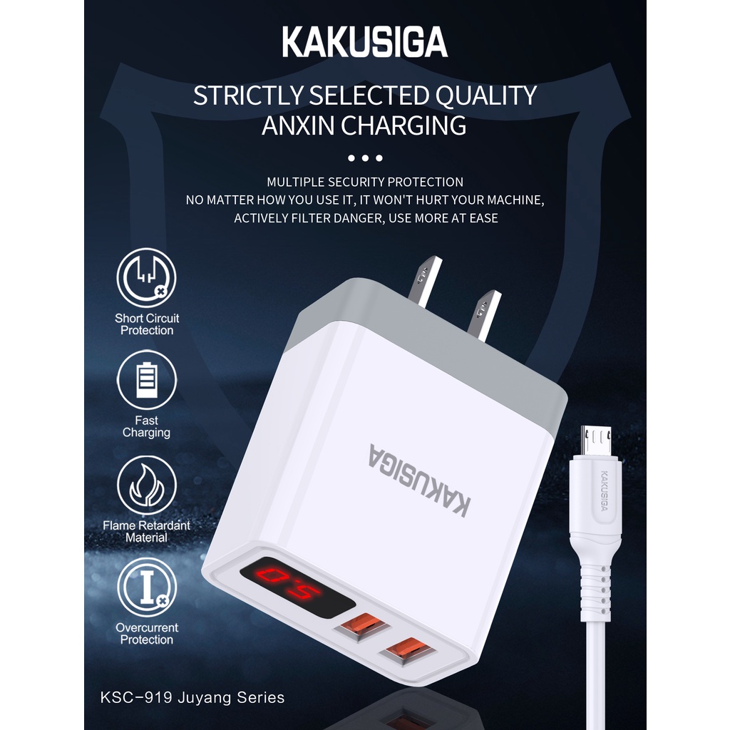 ชุดชาร์จแบตเตอรี่ สายและอะแดปเตอร์ 2ช่อง KAKUSIAG KSC-919 จอแสดงผลดิจิตอลอัจฉริยะ เอาต์พุต 2พอร์ต  พอร์ตชาร์จอัจฉริยะ