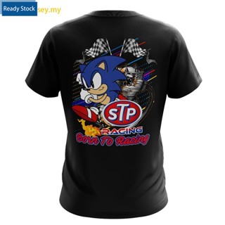 เสื้อยืดแขนสั้น พิมพ์ลาย STP RACING สีดํา