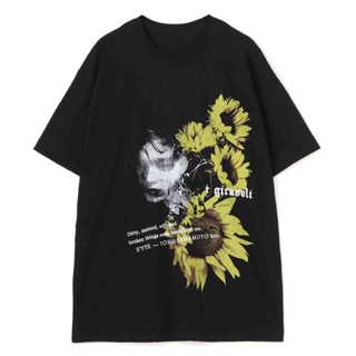 Yohji yohji yamamoto S&amp;#039เสื้อยืดคอกลม แขนสั้น ผ้าฝ้าย พิมพ์ลายดอกทานตะวัน ป่า ดอกไม้ สําหรับผู้ชาย และผู้หญิง