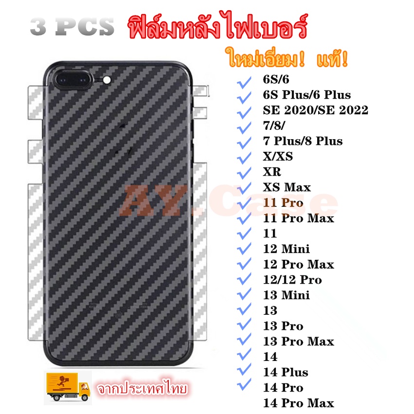 ฟิล์มกันรอยหลัง ฟิล์มหลังสีใส for Iphone 11 13 17 Air 12 14 15 16 Pro XS Max XR X 7 8 6S Plus ฟิล์มสำรองไฟเบอร์ Film