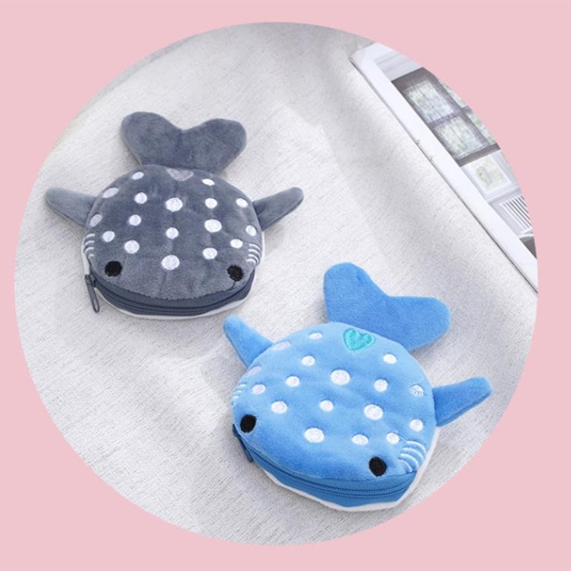 Mdd Lovely Whale Coin Purse Plush Wallet Shark Shape Women s Accessory Bag
