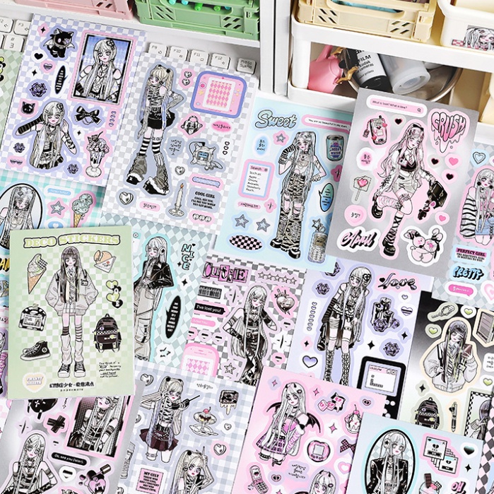 Cdaily|สติกเกอร์ ลายการ์ตูน Fantasia Girl สําหรับตกแต่งสมุด 20 ชิ้น