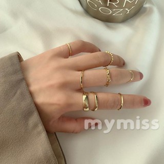 Mymiss1 ชุดแหวนแฟชั่น สไตล์เรียบง่าย ของขวัญ สําหรับสุภาพสตรี 7 ชิ้น