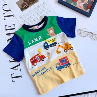 100% Cotton Childrens Boys and Girls Small and Older Kids Summer New Cartoon Tie-Dyed Quick-Drying Breathable Short-Sleeved T-shirt Top RFJG