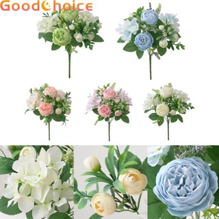 【Good】Artificial Flower Blue White Bouquet Plastic Wedding White White Green【Ready Stock】