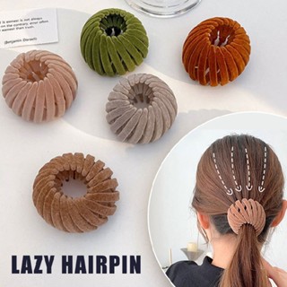 New Lazy Velvet Bird Nest Plate Hairpin Expandable Ponytail Holder Hair Clip