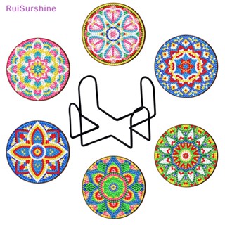 Ruisurshine ใหม่ แผ่นรองแก้วเครื่องดื่ม ประดับเพชร DIY 6 ชิ้น