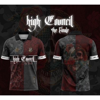 เสื้อโปโลแขนสั้นลําลอง ลายทีม Ani Halakiri Jersey High Council HC The Finale สีเทา สําหรับผู้ชาย และผู้หญิง