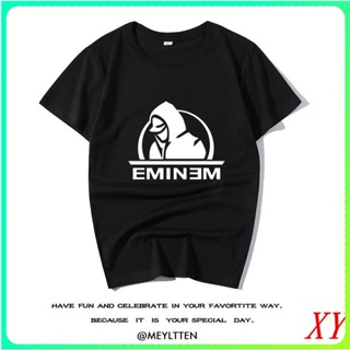 【hot tshirts】เสื้อยืดแขนสั้น ผ้าฝ้าย พิมพ์ลาย Eminem Ruffian Eminem Rock Rap แฟชั่นฤดูร้อน2022