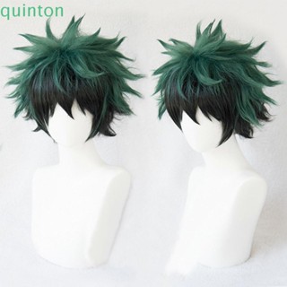 QUINTON วิกผมคอสเพลย์ My Hero Academia ทนความร้อน สีดํา และสีเขียว สําหรับผู้หญิง และผู้ชาย