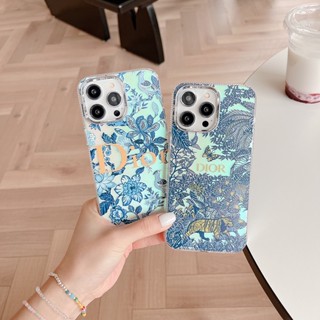 เคสป้องกันโทรศัพท์มือถือ ลายดอกไม้ สีเงิน สองด้าน สําหรับ iPhone 11 14 12 13 Pro Max