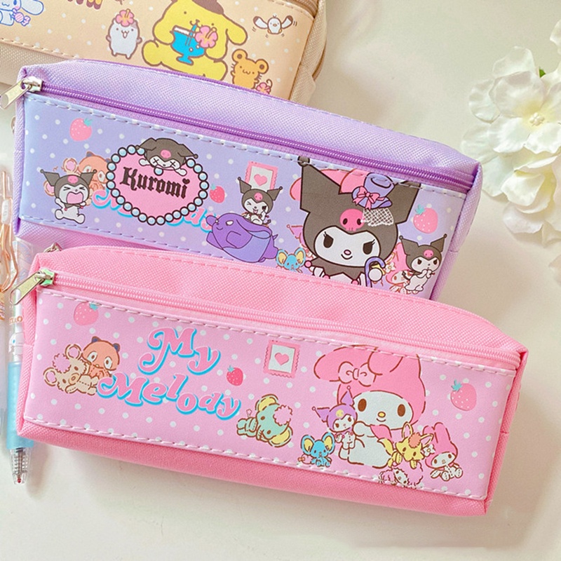 SANRIO กระเป๋าดินสอ ลายการ์ตูน Melody Kitty Kuromi อุปกรณ์เครื่องเขียน สําหรับเด็กนักเรียน