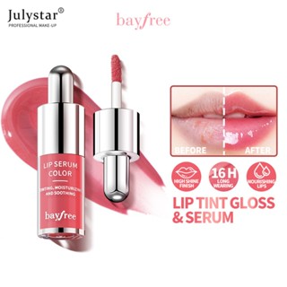 JULYSTAR Bayfree Lip Tint กลอส &amp; เซรั่ม High Shine Finish Smoothing &amp; Moisturizing Lip Serum ลิปกลอสติดทนนาน ลิปเมคอัพ 6 สี