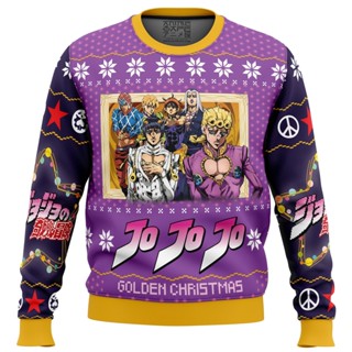 เสื้อกันหนาว ลายคริสต์มาส Jojos Bizarre สีทอง