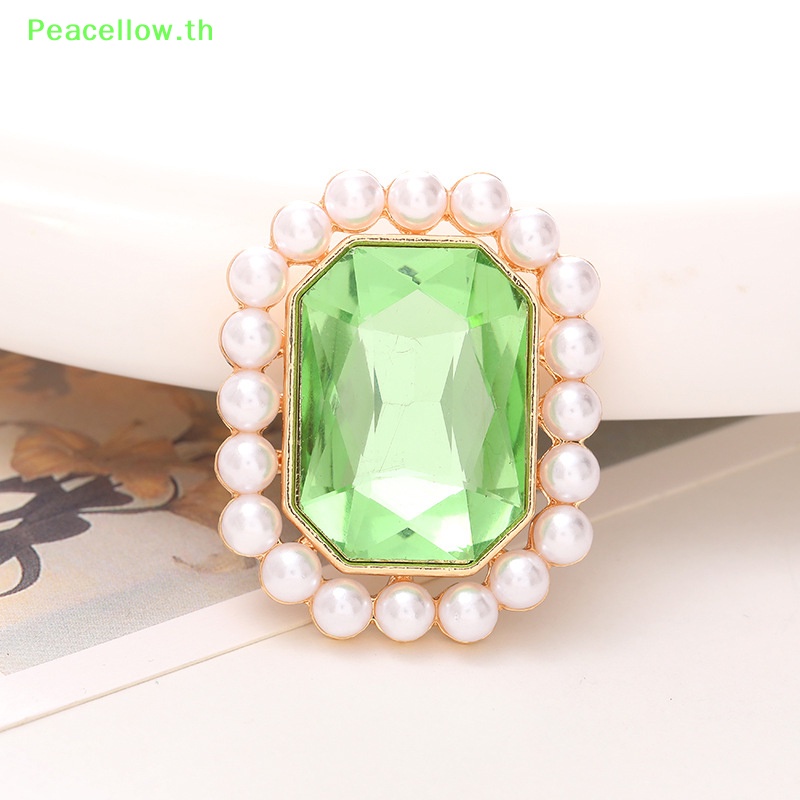 Peacellow ลูกบาศก์พลอย ทรงสี่เหลี่ยม ประดับไข่มุก สไตล์เกาหลี สร้างสรรค์ เครื่องประดับแฟชั่น สําหรับตกแต่ง TH