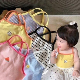 เสื้อสายเดี่ยวไขว์หลังผ้าฝ้ายลายน่ารักๆสำหรับเด็ก ผ้านุ่มเด้ง ระบายอากาศ🌈