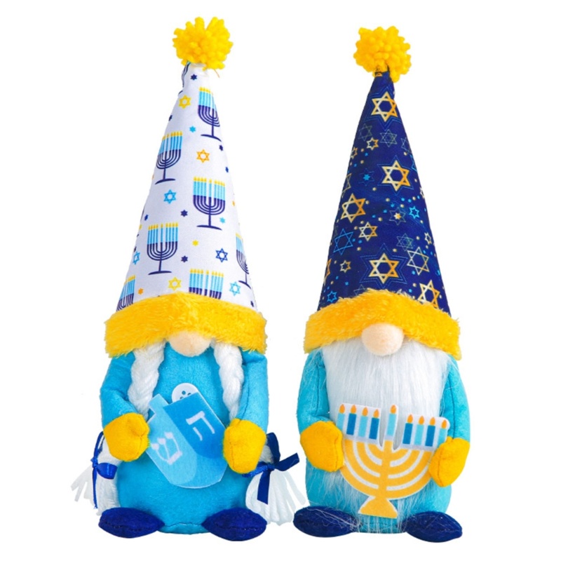 KU* ตุ๊กตาคนแคระ Hanukah Gnomes ตุ๊กตาสําหรับห้องครัวบ้านไร่ถาด Tiered Home