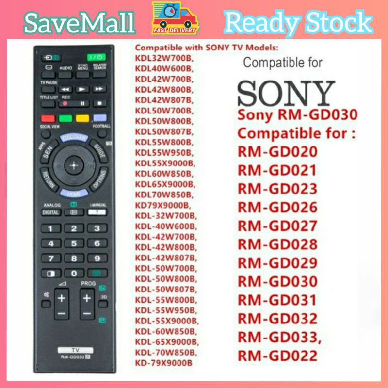 รีโมทคอนโทรลเหมาะสําหรับ Sony TV rm-gd030 gd023 gd033 rm-gd031 rm-gd032 rm-gd026 rm-gd027