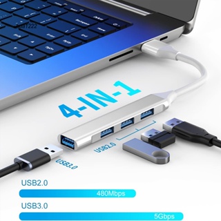 Hua_ ฮับ USB 3.0 Type-C 4 พอร์ต แบบพกพา ถ่ายโอนเร็ว สําหรับ MacBook Pro