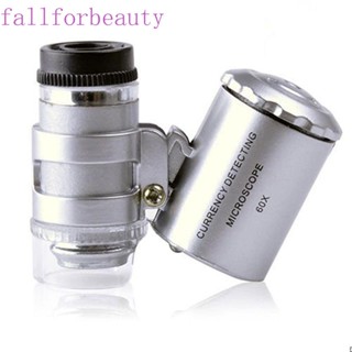 FALLFORBEAUTY แว่นขยาย ขนาดเล็ก 1 ชิ้น พร้อมแว่นขยาย 60x มีไฟ LED