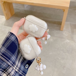 เคสหูฟังบลูทูธ ลายก้อนเมฆน่ารัก พร้อมพวงกุญแจ สําหรับ AirPods 1 2 Pro Air Pods 3