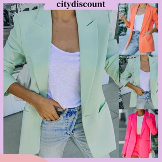 &lt;citydiscount&gt; เสื้อแจ็กเก็ตสูทแขนยาว คอปก แต่งกระดุมแถวเดียว แฟชั่นฤดูใบไม้ร่วง และฤดูหนาว สําหรับผู้หญิง