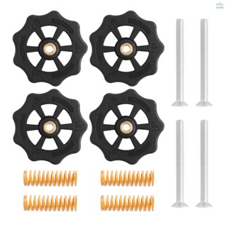 อุปกรณ์เสริมเครื่องพิมพ์ 3D และน็อตปรับระดับเกลียวมือ เส้นผ่าศูนย์กลาง 40 มม. 4 ชิ้น พร้อมสปริงฐานวางชิ้นงานแบบร้อน 4 ชิ้น สกรู M4 4 ชิ้น สําหรับอัพเกรดเครื่องปริ้นท์ 3D Creality Ender-3 CR-10