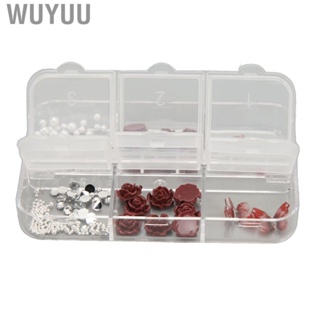 Wuyuu Flower Nail Art  Portable 3D Decorations Different Shape Vintage Shimmering 6 Compartments for Salon