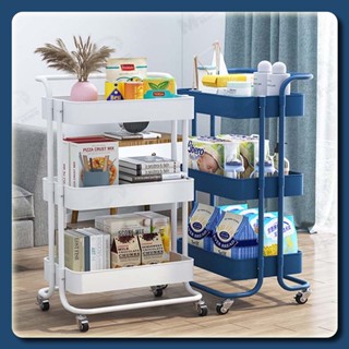 [รุ่นฮิต] ชั้นวางของ3ชั้น พร้อมล้อเลื่อน+ที่จับ รถเข็นอาหาร Rolling Cart Shelf ชั้นวางโครงเหล็ก กันสนิม ++พร้อมส่ง++