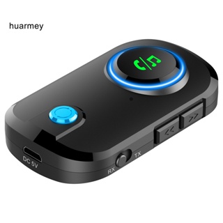 Huarmey 2 in 1 อะแดปเตอร์รับส่งสัญญาณเสียงบลูทูธไร้สาย V5.0 สําหรับรถยนต์ ทีวี ลําโพง