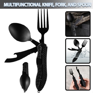 New Outdoor Camping Utensil 4 In 1 Fork Spoon Folding Cutlery Portable Tableware