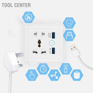 Tool Center เต้ารับติดผนังอัจฉริยะ ตั้งเวลาชาร์จเร็ว USB APP ควบคุมด้วยเสียงระยะไกล ซ็อกเก็ตอัจฉริยะ AC100‑240V