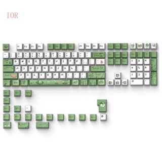 Ior OEM ปุ่มกดคีย์บอร์ด 129 คีย์ ลายการ์ตูนกบ PBT แบบเปลี่ยน สําหรับเล่นเกม DIY