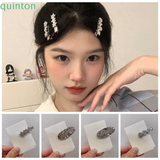 QUINTON กิ๊บติดผม รูปดาวห้าแฉก หัวใจ ประดับเพชร สีเงิน สําหรับผู้หญิง Y2k