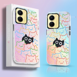 เคสมือถือ แบบแข็ง ลายแมวดํา ไล่โทนสี สําหรับ VIVO Y16 Y02 Y02T Y02S Y22 Y21 Y21S Y33T Y21A Y11 Y20 Y20S Y20i Y12S Y12A Y50 Y30 Y51 Y31 Y53S Y91C Y90 Y1S Y95 Y91 Y15S Y01 V25 V25e S1 Pro