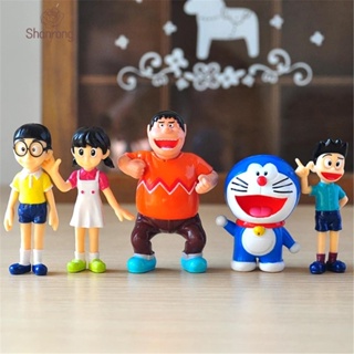 SHANRONG โดเรม่อน ตุ๊กตาฟิกเกอร์ Doraemon Kawaii PVC ของเล่นสําหรับเด็ก