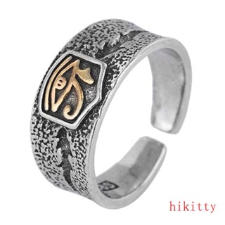 Hik แหวนนิ้วมือ ทรงกลม ลาย Evil Eye of Horus ปรับได้ สําหรับปกป้อง