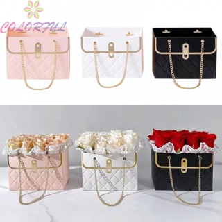 【COLORFUL】Flower Tote Bag Waterproof With 15*10*10.5cm 8pcs Bouquet Flower Paper