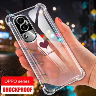 Oppo Reno 10 Pro+ reno10 Pro+Plus 5G เคสใส หัวใจ กันกระแทก เคสซิลิโคน ถุงลมนิรภัย ป้องกัน สี่มุม หล่น เคส