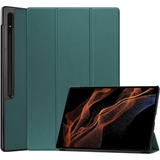 Samsung Galaxy Tab S9 Ultra เคส 14.6 นิ้ว Tab S9 + Plus S8 Ultra Tri-Fold Smart เคสแท็บเล็ต แบบแข็ง PC หลายมุม ขาตั้ง เคสแข็ง Folio