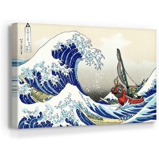 ผ้าใบ ลาย The Legend of Zelda Windwaker The Great Wave Off Kanagawa สําหรับตกแต่งผนังบ้าน