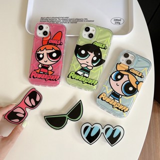 เคสโทรศัพท์มือถือ แบบนิ่ม ป้องกันกระแทก ลาย Powerpuff Girls และแว่นตากันแดด สําหรับ IPhone 14 Pro Max 13 12 11 Pro Max XR IX