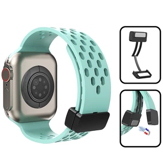 สายนาฬิกาข้อมือซิลิโคนแม่เหล็ก ระบายอากาศ สําหรับ Apple Watch Ultra 49/45/41/40/44 มม. 38 มม. 42 มม. iWatch series 8 7 6 5 4