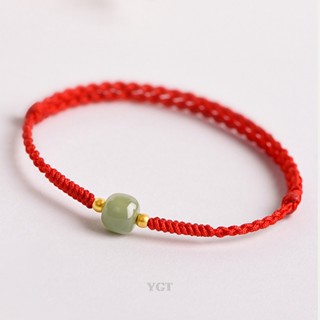 Ygt สร้อยข้อมือหยก แฮนด์เมด นําโชค สีแดง สําหรับผู้ชาย ผู้หญิง มิตรภาพ