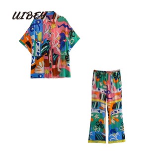 Uibey เสื้อเชิ้ตแฟชั่น พิมพ์ลาย + กางเกง 1929