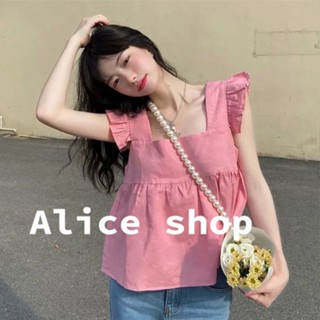 Alice  เสื้อสายเดี่ยว เสื้อกล้ามผู้หญิง เสื้อกล้ามครอป เสื้อเว้าหลัง  Unique รุ่นใหม่ Comfortable Korean Style A20K0I2 36Z230909