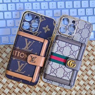 เคส iPhone 14 13 12 Pro Max iPhone 13 Pro Max 11 Pro Max XS Max XR X 7 8 Plus โทรศัพท์มือถือหนัง พร้อมช่องใส่บัตร หรูหรา สําหรับ