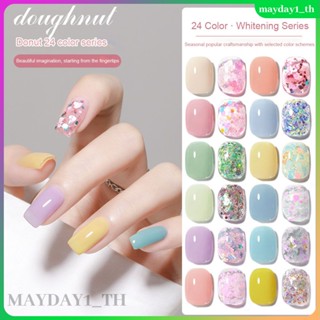 Ennishi Donuts ยาทาเล็บเจล 24 สี 2023 สีมาการอง ใหม่ แฟลชเลื่อม ส่องไฟ ตกแต่งเล็บ